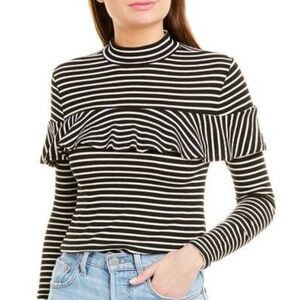 NWT JACK BY BB DAKOTA RIBBED STRIPED RUFFLE TOP SIZE M